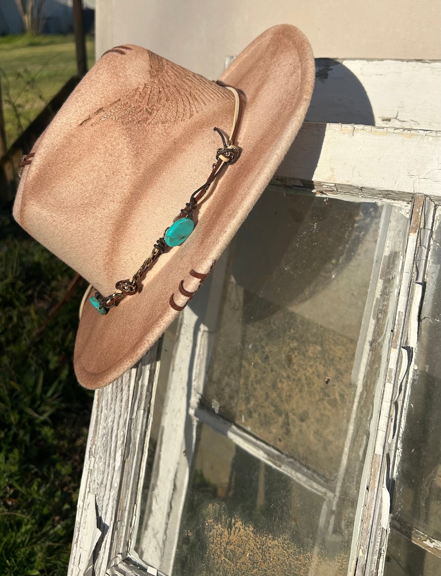 Custom Burned Angel Wing Cowgirl Hat
