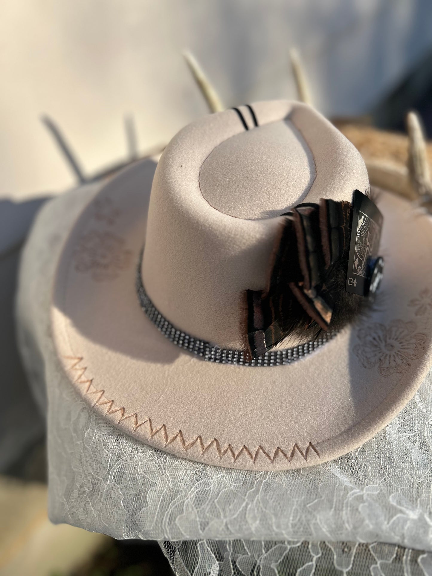 Custom burned Cowgirl hat