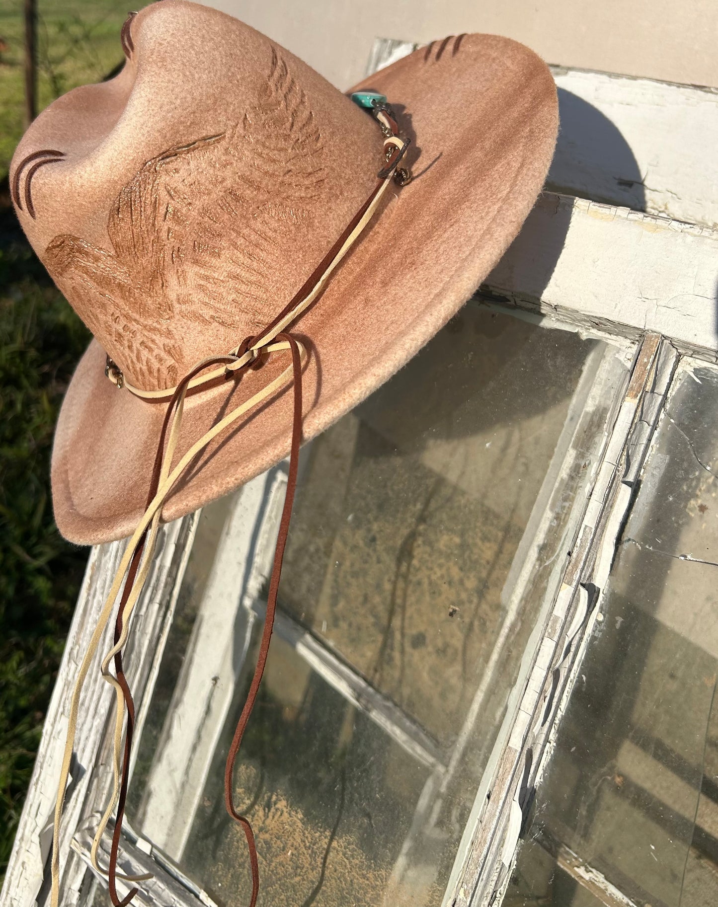 Custom Burned Angel Wing Cowgirl Hat